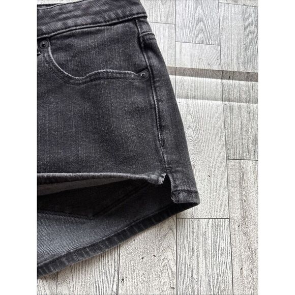 American Eagle Jean Shorts Size 6 Womens‎ Hi Rise Shortie Stretch Black Denim - Picture 4 of 8